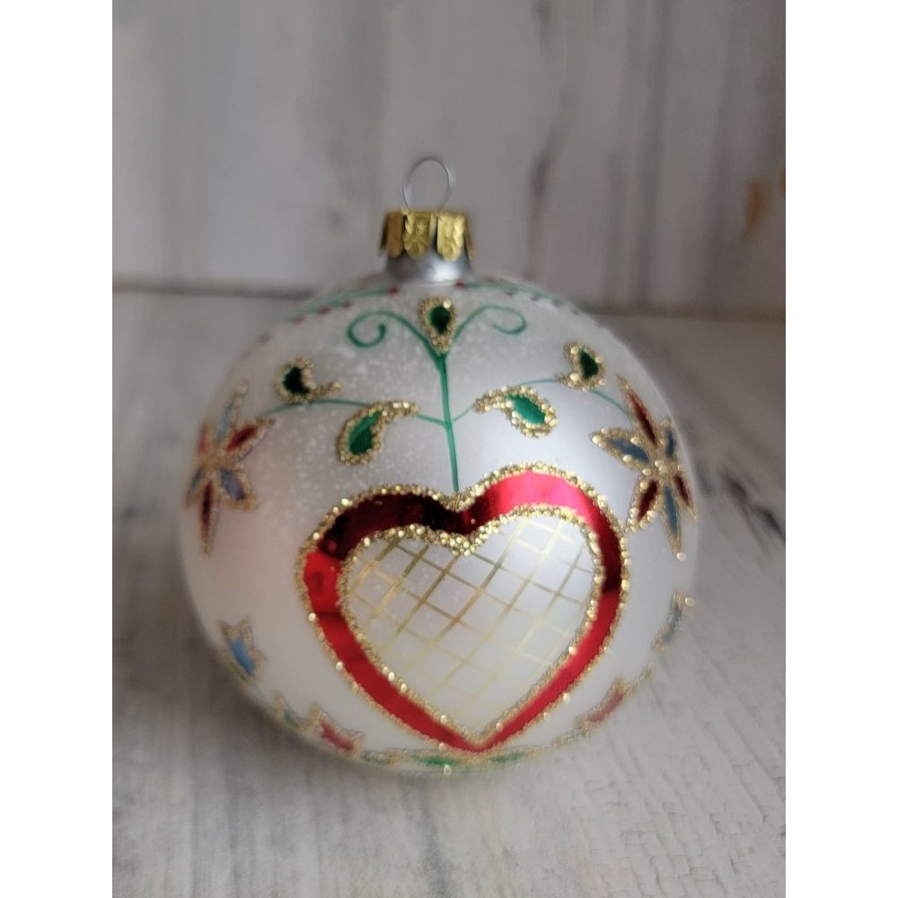 Radko Hearts flower glitter ball‎ ornament Xmas